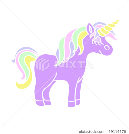 Cute unicorn icon on the white background 39114576