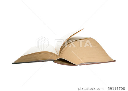 Opened thick book pages isolated white background 39115708