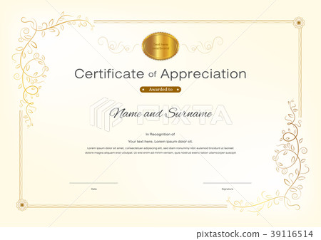 Certificate and diploma template with border frame Certificate and diploma template with border frame 39116514