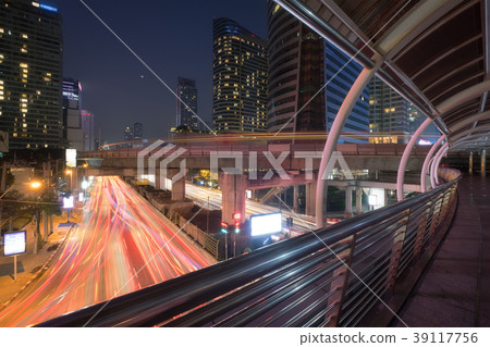 Bangkok business district view at night Bangkok business district view at night 39117756