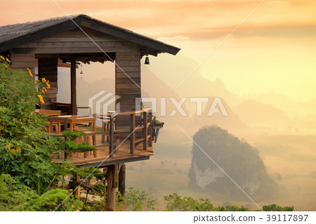 Wooden hut on hill at Phu Langka 39117897