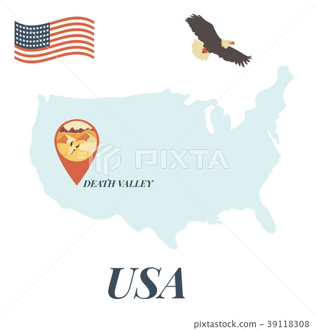 USA map with Death Valley Pin Travel Concept USA map with Death Valley Pin Travel Concept 39118308