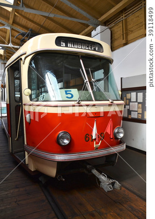 Red tram Tatra T3 in Prague, Czech Republic 39118499