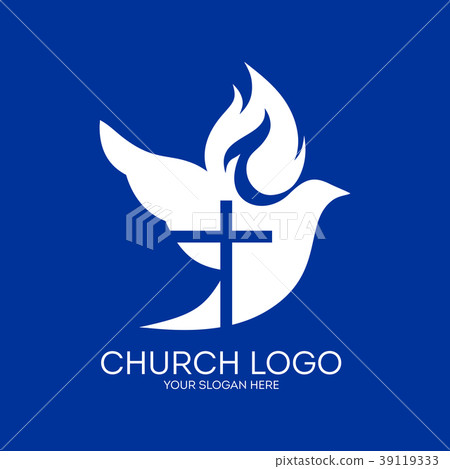 Church logo. Cross silhouette in a dove Church logo. Cross silhouette in a dove 39119333