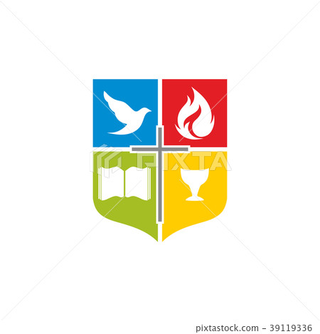 Church logo. Shield, cross, red, blue, red, green Church logo. Shield, cross, red, blue, red, green 39119336