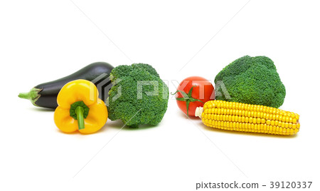 broccoli and other vegetables on a white broccoli and other vegetables on a white 39120337