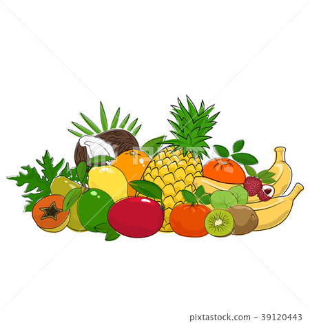 Set of Summer Tropical Fruits Set of Summer Tropical Fruits 39120443