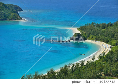 Okinawa Prefecture Zamami Island Old Zamami beach distant view Okinawa Prefecture Zamami Island Old Zamami beach distant view 39122748