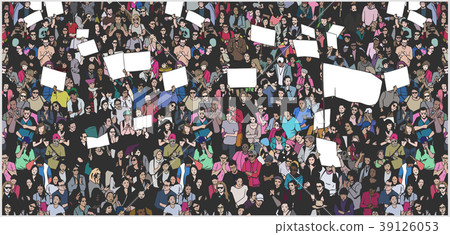 Illustration of large crowd of people protesting 39126053