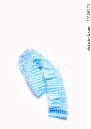 Blue medical disposable cap isolated on white 39126490