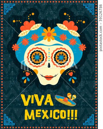 Day of the dead poster of mexican skull woman 39126786