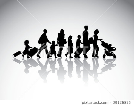People family travel silhouette symbol. People family travel silhouette symbol. 39126855