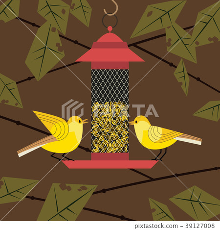 Birds feeding poster 39127008