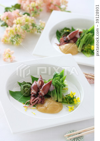 螢火蟲魷魚用醋和味噌醬 39128931