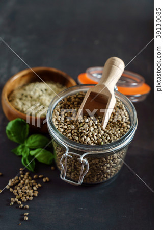 hemp seeds on the black background hemp seeds on the black background 39130085
