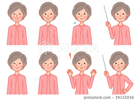 Senior woman front upper body set 3 - Stock Illustration [39132038] - PIXTA