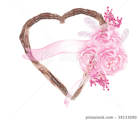 Vector heart plant, pink flower wedding decoration - Stock Illustration ...