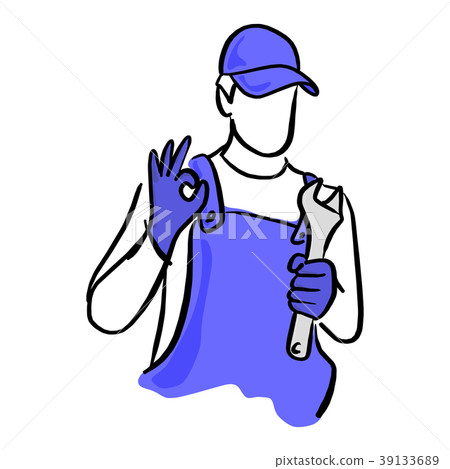 Auto service or repairman with the wrench vector 39133689