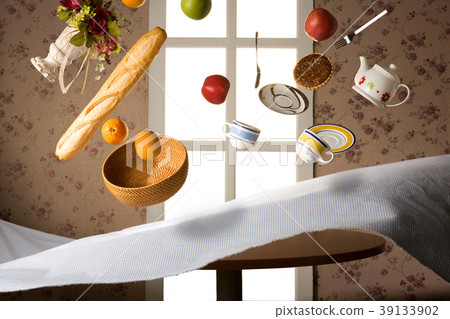 Flying teatime on the tablecloth Flying teatime on the tablecloth 39133902