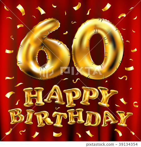 vector happy birthday 60 celebration gold balloon 39134354