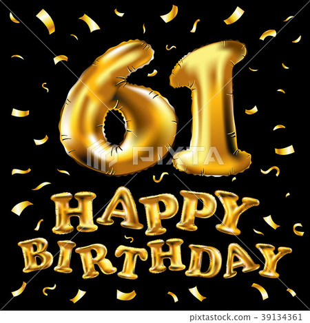 vector happy birthday 61 celebration gold balloon 39134361