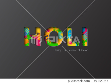 Holi holiday card with colorful watercolor splash. 39135933