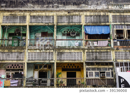 Old apartments in Yangon, Myanmar 39136008