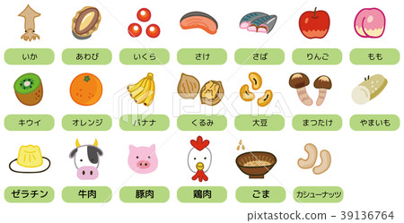 Food allergy-Illustration material of 20 items (display recommended 20 items) according to specified raw materials Food allergy-Illustration material of 20 items (display recommended 20 items) according to specified raw materials 39136764