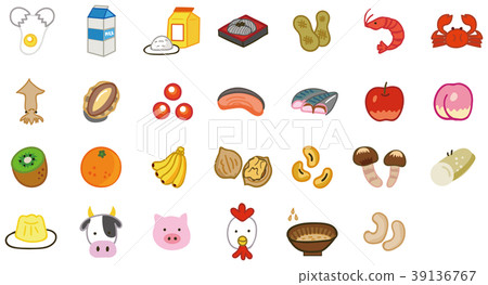 Food allergy specific raw materials, etc. Illustration materials of 27 items (7 items of specified raw materials, display recommended 20 items) Food allergy specific raw materials, etc. Illustration materials of 27 items (7 items of specified raw materials, display recommended 20 items) 39136767
