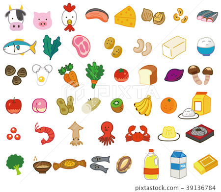 Illustration material set of various foods and... - Stock Illustration ...