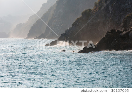 Surf in evening Vernazza outskirts, Cinque Terre, Italy 39137095