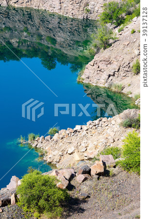 Summer Radon Lake in place of flooded granite quarry, Mygia, Ukr Summer Radon Lake in place of flooded granite quarry, Mygia, Ukr 39137128