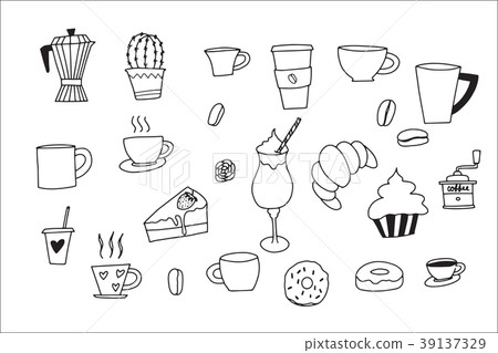 Doodle hand drawn with Coffee icons doodle set. Doodle hand drawn with Coffee icons doodle set. 39137329