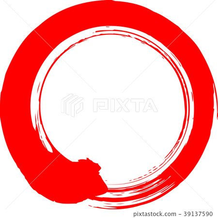 Round circle red brush letter - Stock Illustration [39137590] - PIXTA