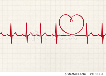 Heart-shaped electrocardiogram Heart-shaped electrocardiogram 39138431