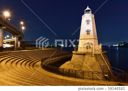Former Cape lighthouse night view (Osaka Prefecture Sakai City) Former Cape lighthouse night view (Osaka Prefecture Sakai City) 39140581