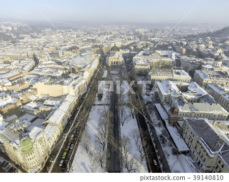 Aerial Old City Lviv, Central part of old city 39140810