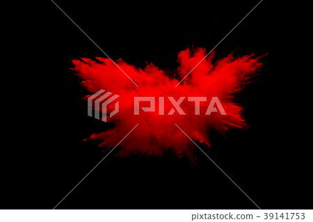 Abstract explosion of red dust on black background 39141753
