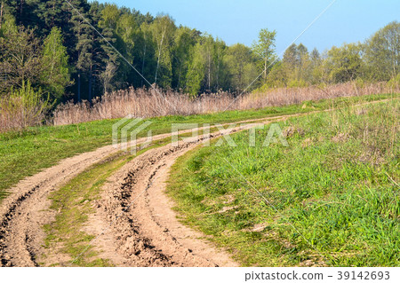 Russian rural landscape with empty dirt road Russian rural landscape with empty dirt road 39142693