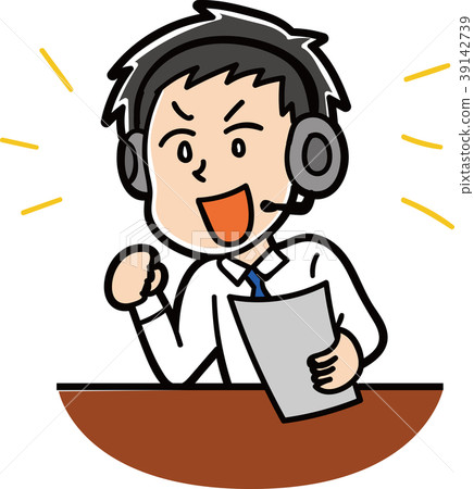 Illustration material of the announcer who does real commentary Illustration material of the announcer who does real commentary 39142739