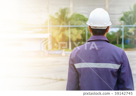 Back of asian engineer in safety uniform 39142745