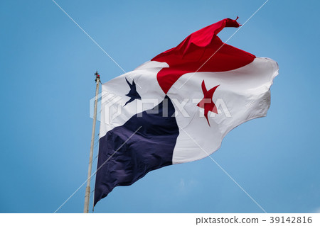 Panama Flag national flag of Panama on blue sky Panama Flag national flag of Panama on blue sky 39142816