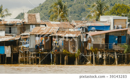 Slums in Nha Trang. Houses on the river. Slums in Nha Trang. Houses on the river. 39143283