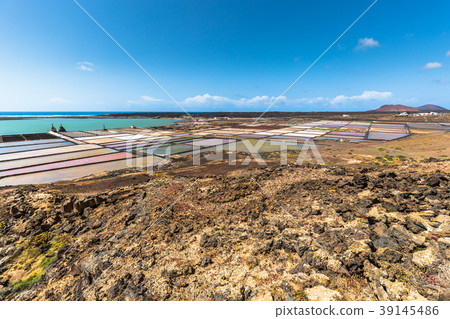 Lanzarote saltworks salinas de Janubio colorful Lanzarote saltworks salinas de Janubio colorful 39145486