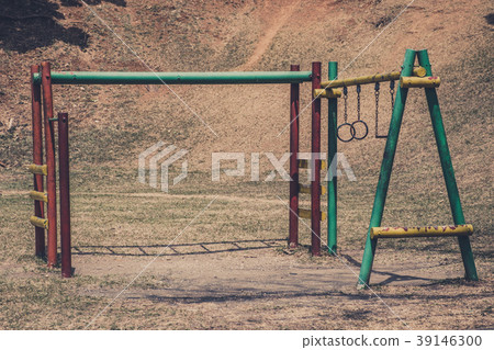 old climbing frame on rusty old playground old climbing frame on rusty old playground 39146300