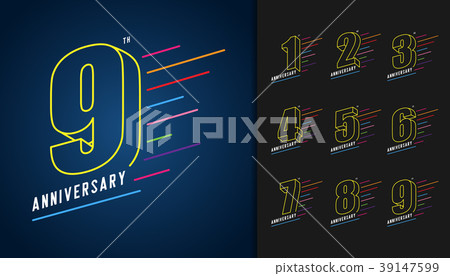Set of anniversary logotype. 39147599