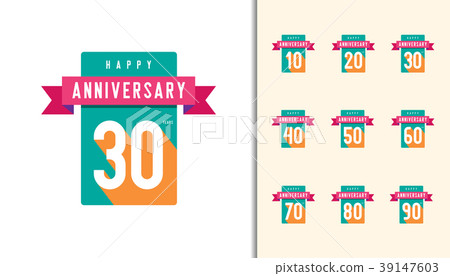 Set of anniversary logotype. 39147603