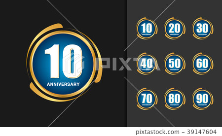 Set of anniversary logotype. 39147604