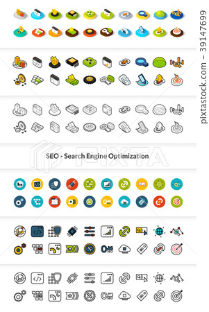 Set of icons in different style - isometric flat - Stock Illustration ...