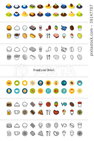 Set of icons in different style - isometric flat Set of icons in different style - isometric flat 39147787